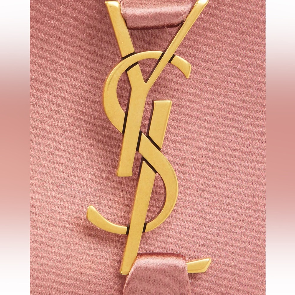 Saint Laurent Mini Le 5 A 7 Hobo Dragee Pink Satin Gold YSL Logo Top Handle Bag - Picture 7 of 16